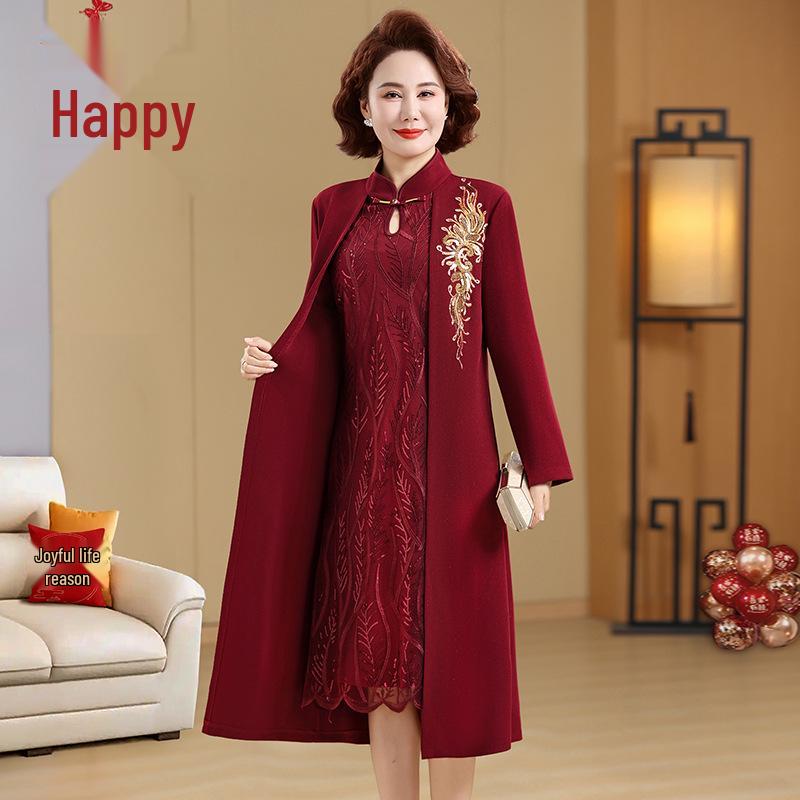 Mother of the Bride Spring Dress - Elegant Two-Piece for Middle-Aged and Elderly Women 5XL (For 145-160 kg) вина червоного кольору
Mother of the Bride Spring Dress - Elegant Two-Piece for Middle-Aged and Elderly Women 5XL (For 145-160 kg) вина червоного кольору