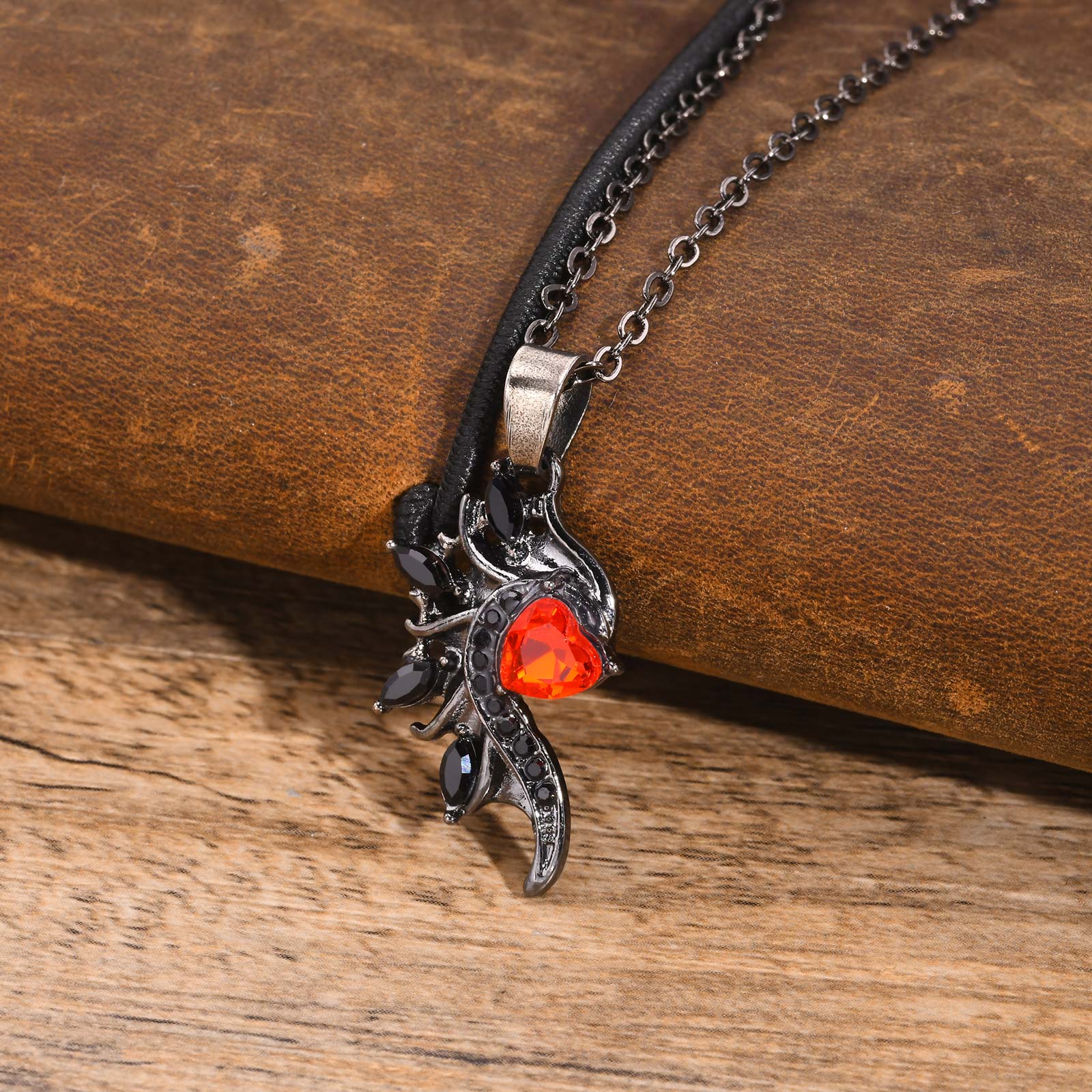 Vnox Couple Devil Angle Necklaces, Sparking AAA Cubic Zirconia Stone Wing Pendant with Red Heart Inlayed, Love Women Men Collar
Vnox Couple Devil Angle Necklaces, Sparking AAA Cubic Zirconia Stone Wing Pendant with Red Heart Inlayed, Love Women Men Collar
