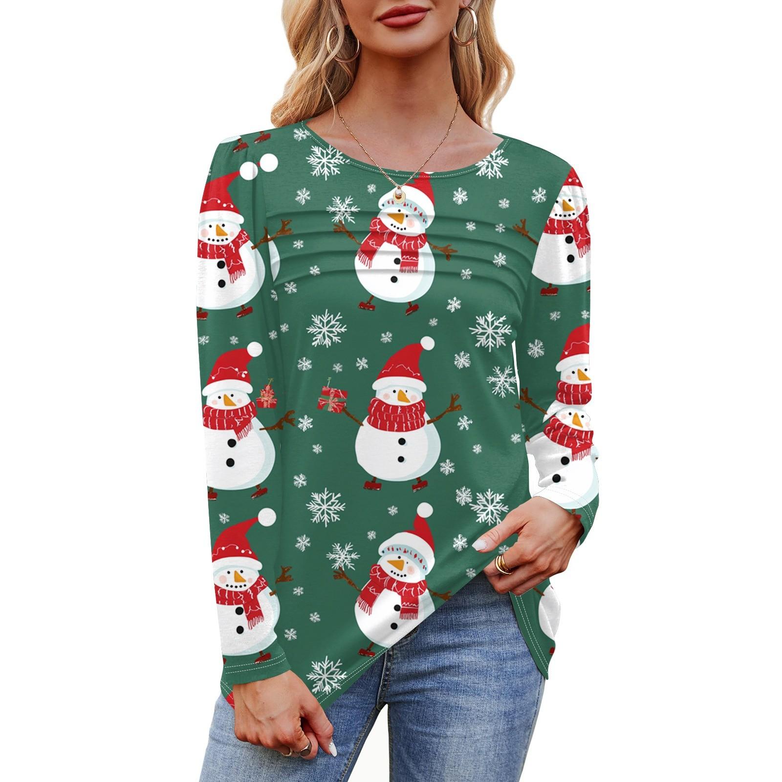 Жіноча футболка з круглим вирізом, плісе, з довгим рукавом, з принтом різдвяної ялинки та сніжинок S
Жіноча футболка з круглим вирізом, плісе, з довгим рукавом, з принтом різдвяної ялинки та сніжинок S