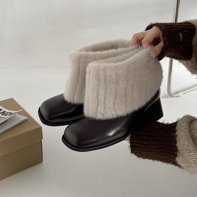 Winter Fur Lining Thick Heel Women Ankle Boots Elegant Square Toe Slip On Shoes Designer Ladies Dress Short Botas Para Mujer 35
Winter Fur Lining Thick Heel Women Ankle Boots Elegant Square Toe Slip On Shoes Designer Ladies Dress Short Botas Para Mujer 35
