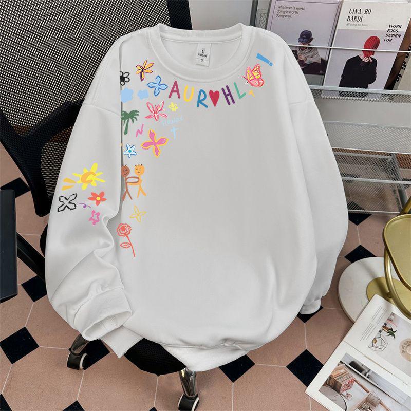 Women s Gray Graffiti Crewneck Sweatshirt - Spring/Autumn 2025 Petite Loose Korean Style Lazy Wind Top
Women s Gray Graffiti Crewneck Sweatshirt - Spring/Autumn 2025 Petite Loose Korean Style Lazy Wind Top