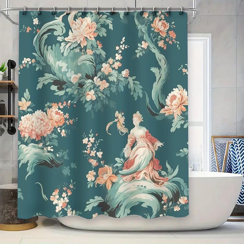 Vintage-Inspired Shower Curtain Featuring A Beautiful Floral Design With Elegant Figures In Pastel Colors For Bathroom Decor W60H190(CM)-1 Pcs
Vintage-Inspired Shower Curtain Featuring A Beautiful Floral Design With Elegant Figures In Pastel Colors For Bathroom Decor W60H190(CM)-1 Pcs