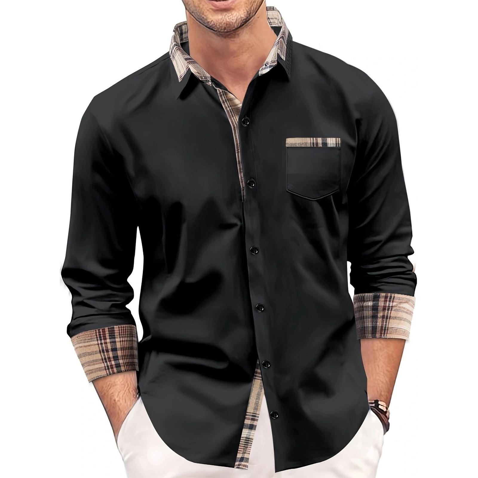 Мужская осенняя рубашка свободного покроя с длинным рукавом в клетку с цветными блоками на пуговицах L чёрный
Мужская осенняя рубашка свободного покроя с длинным рукавом в клетку с цветными блоками на пуговицах L чёрный