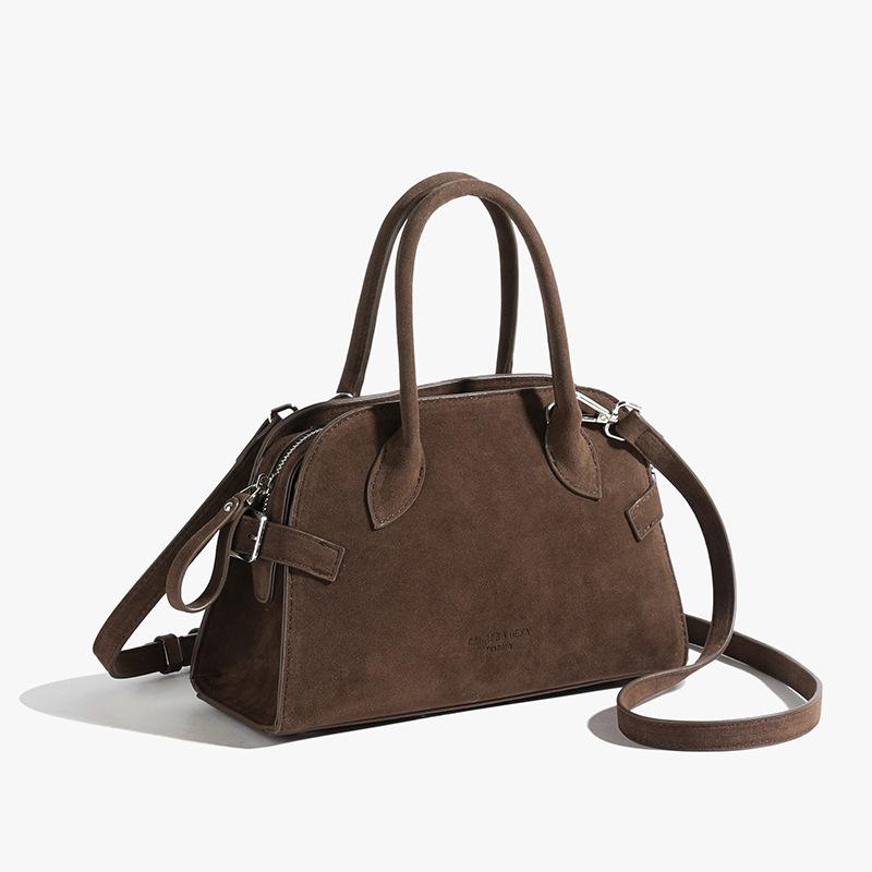 Ретро портативная сумка-боулинг женская осень-зима 2025 новая трендовая сумка-подушка простая сумка для поездок сумка-мессенджер темно-коричневого