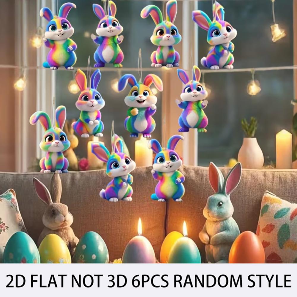 6PCS 2D flat wooden Easter bunny with a cute colorful design, featuring a wooden interior and pastoral hanging decorations
6PCS 2D flat wooden Easter bunny with a cute colorful design, featuring a wooden interior and pastoral hanging decorations