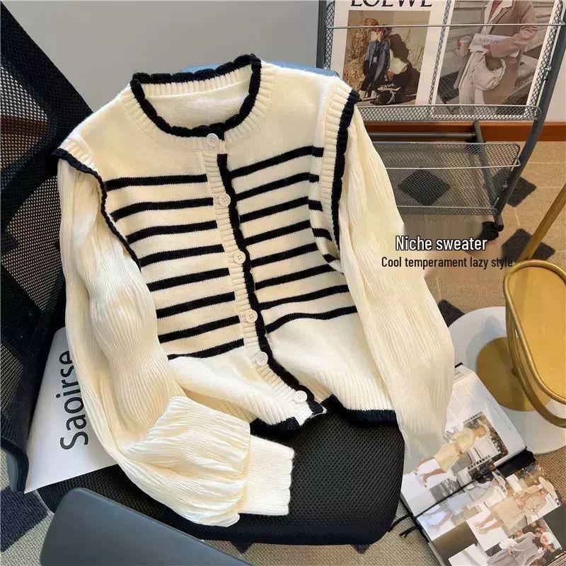 2023 Women s Striped Knitted Sweater with Bubble Sleeves - Spring/Autumn Thin Design Fake Two-Piece Top XL
2023 Women s Striped Knitted Sweater with Bubble Sleeves - Spring/Autumn Thin Design Fake Two-Piece Top XL