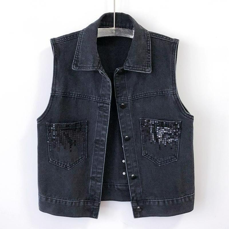 Fashion Sequined Plus Size Denim Vest Women s Vest Jacket Fat Sister Spring and Autumn Short Vest XXXXXL
Fashion Sequined Plus Size Denim Vest Women s Vest Jacket Fat Sister Spring and Autumn Short Vest XXXXXL