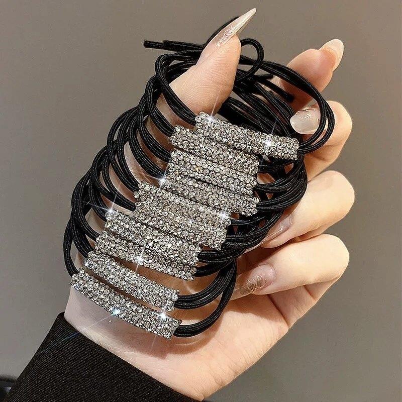 Women Girls Hair Ties Rhinestone Elastic Black Hair Bands Scrunchies Ponytail Holder Hair Accessories 1PCS чорний
Women Girls Hair Ties Rhinestone Elastic Black Hair Bands Scrunchies Ponytail Holder Hair Accessories 1PCS чорний