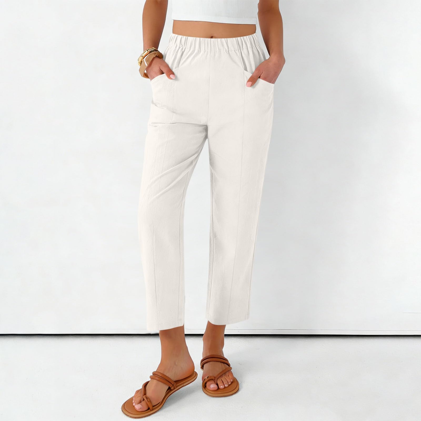 Women s Fashionable Loose-Fit Pocket Cotton-Linen Blend High-Waisted Wide-Leg Pants Casual Cropped Trousers XL білий
Women s Fashionable Loose-Fit Pocket Cotton-Linen Blend High-Waisted Wide-Leg Pants Casual Cropped Trousers XL білий