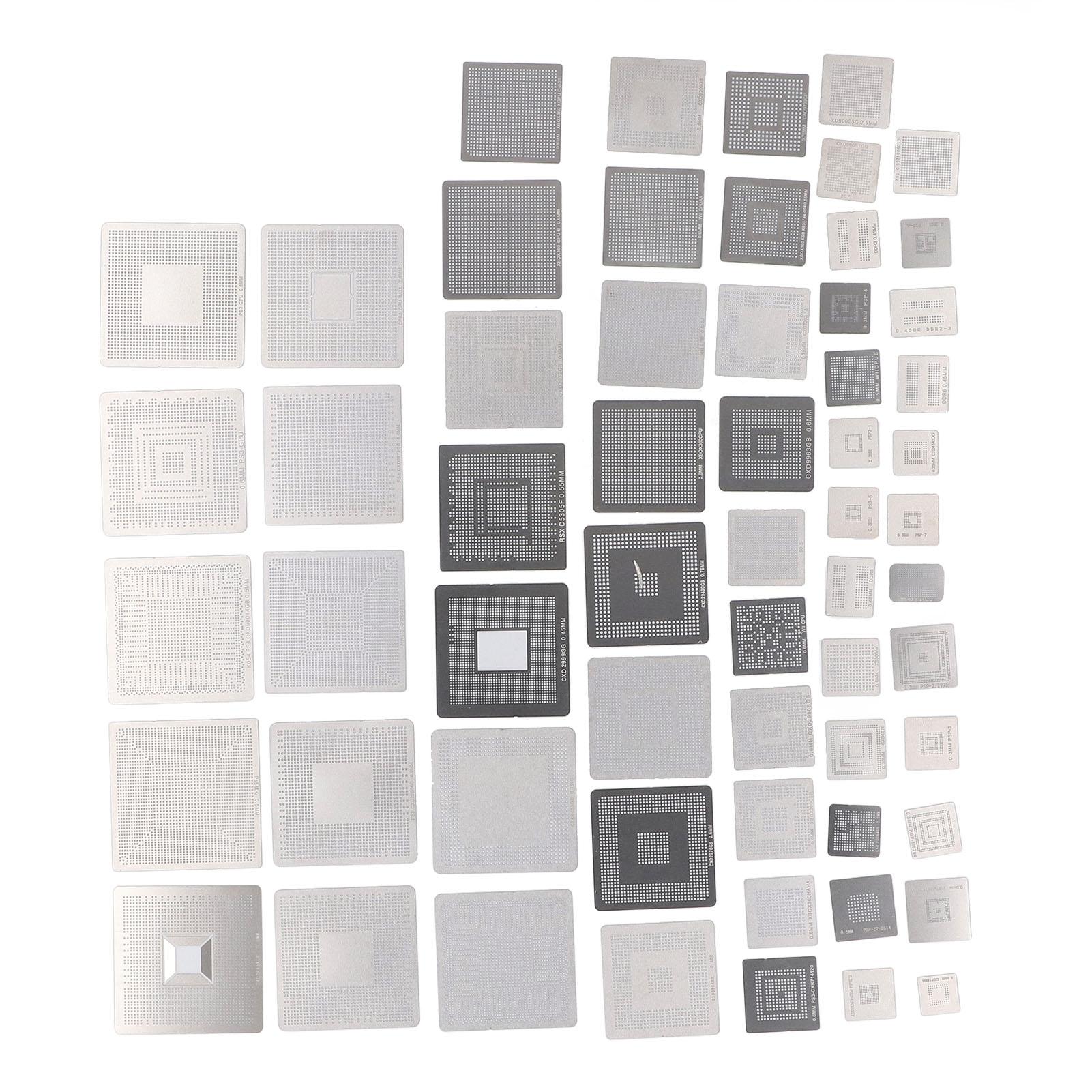 60 шт. BGA шаблоны для реболлинга 304 нержавеющая сталь универсальный набор шаблонов-сеток для реболлинга для компьютера
60 шт. BGA шаблоны для реболлинга 304 нержавеющая сталь универсальный набор шаблонов-сеток для реболлинга для компьютера