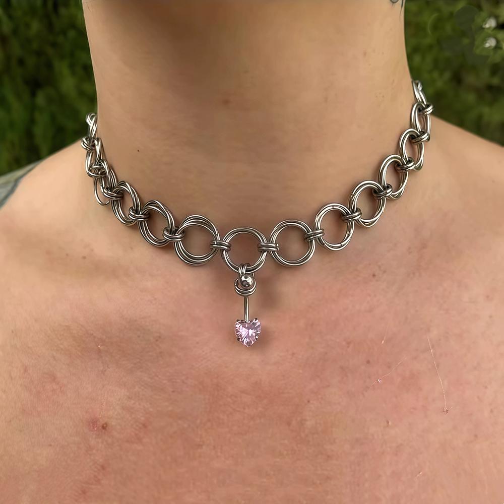 New circular heart-shaped navel piercing pendant handcrafted titanium steel necklace punk personality fashion trendy jewelry Other
New circular heart-shaped navel piercing pendant handcrafted titanium steel necklace punk personality fashion trendy jewelry Other
