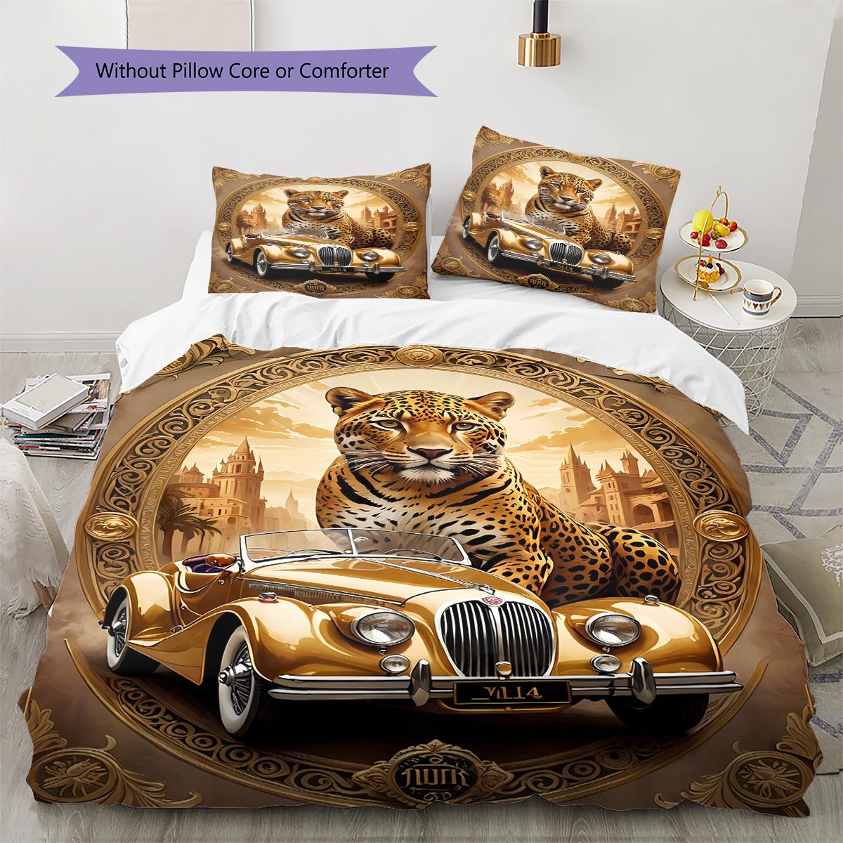Leopard and Car Pattern Bedding Quilt Set Quilt Cover Pillowcase Home Decoration Gift (1 * duvet cover + 2 * pillowcase, without core) 135x200cm
Leopard and Car Pattern Bedding Quilt Set Quilt Cover Pillowcase Home Decoration Gift (1 * duvet cover + 2 * pillowcase, without core) 135x200cm