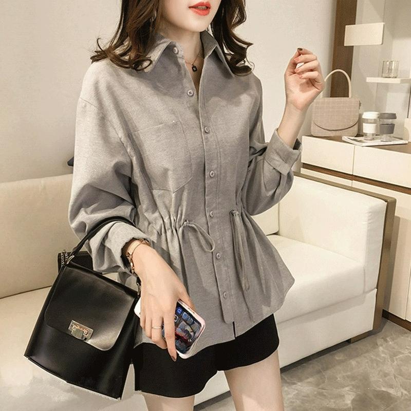 Весенне-осенняя хлопково-льняная рубашка больших размеров, талия на кулиске, темпераментный синий лацкан, повседневная базовая рубашка для женщин S
Весенне-осенняя хлопково-льняная рубашка больших размеров, талия на кулиске, темпераментный синий лацкан, повседневная базовая рубашка для женщин S