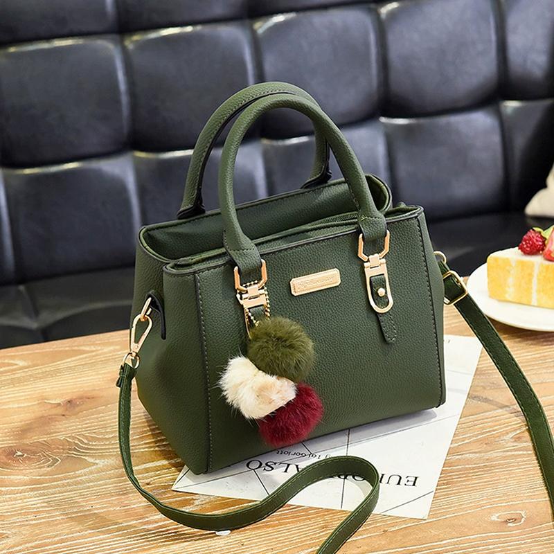 Pu Leather Handbags With Hairball Ornaments Women Handbag Vintage Solid Color Top Handle Shoulder Crossbody Bags green
Pu Leather Handbags With Hairball Ornaments Women Handbag Vintage Solid Color Top Handle Shoulder Crossbody Bags green