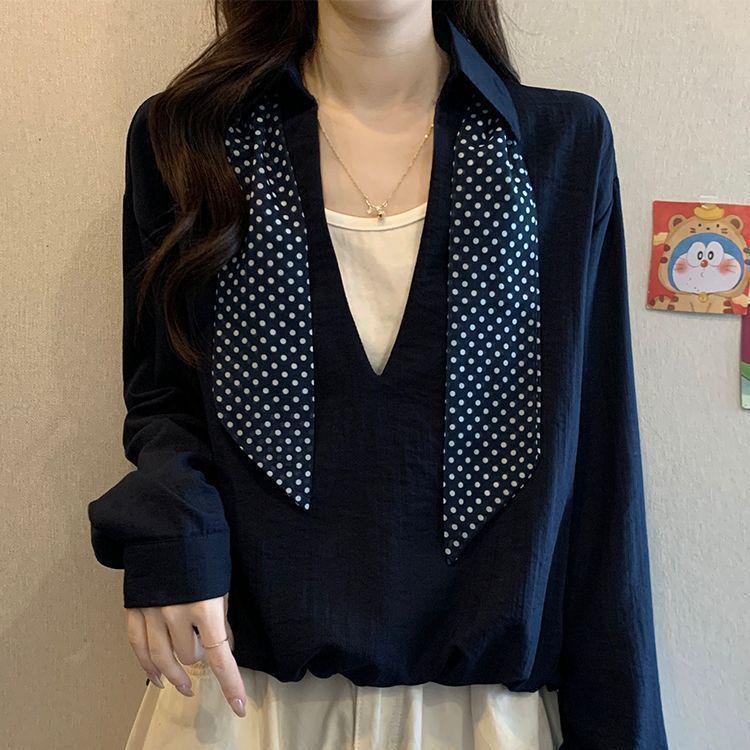 Chic Plus Size Silk Scarf Tie V-Neck Long Sleeve Women s Color Block Patchwork Top - Autumn/Winter Two-Piece Look. XL темно-синий
Chic Plus Size Silk Scarf Tie V-Neck Long Sleeve Women s Color Block Patchwork Top - Autumn/Winter Two-Piece Look. XL темно-синий