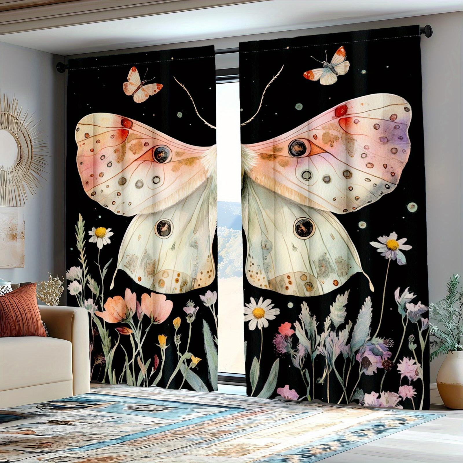 Bohemian Butterfly Curtains Moon Galaxy Moth Botanical Design Bedroom Decor Decorative Set Of 2 Made Polyester W100*H70(CM)-Grommet top&2PCS
Bohemian Butterfly Curtains Moon Galaxy Moth Botanical Design Bedroom Decor Decorative Set Of 2 Made Polyester W100*H70(CM)-Grommet top&2PCS