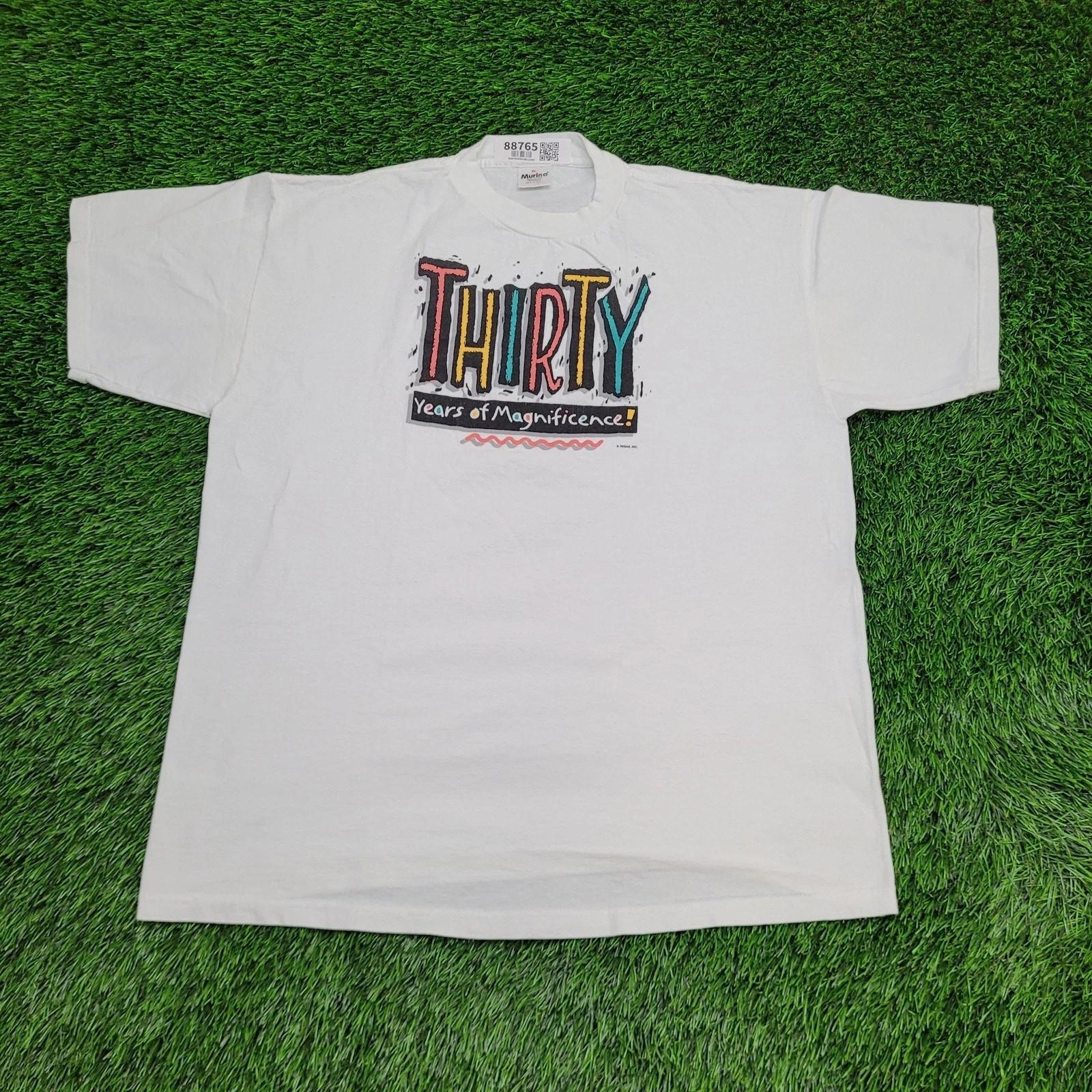 Vintage 90s Magnificent 30th Birthday Shirt XL 23x29 White XL
Vintage 90s Magnificent 30th Birthday Shirt XL 23x29 White XL