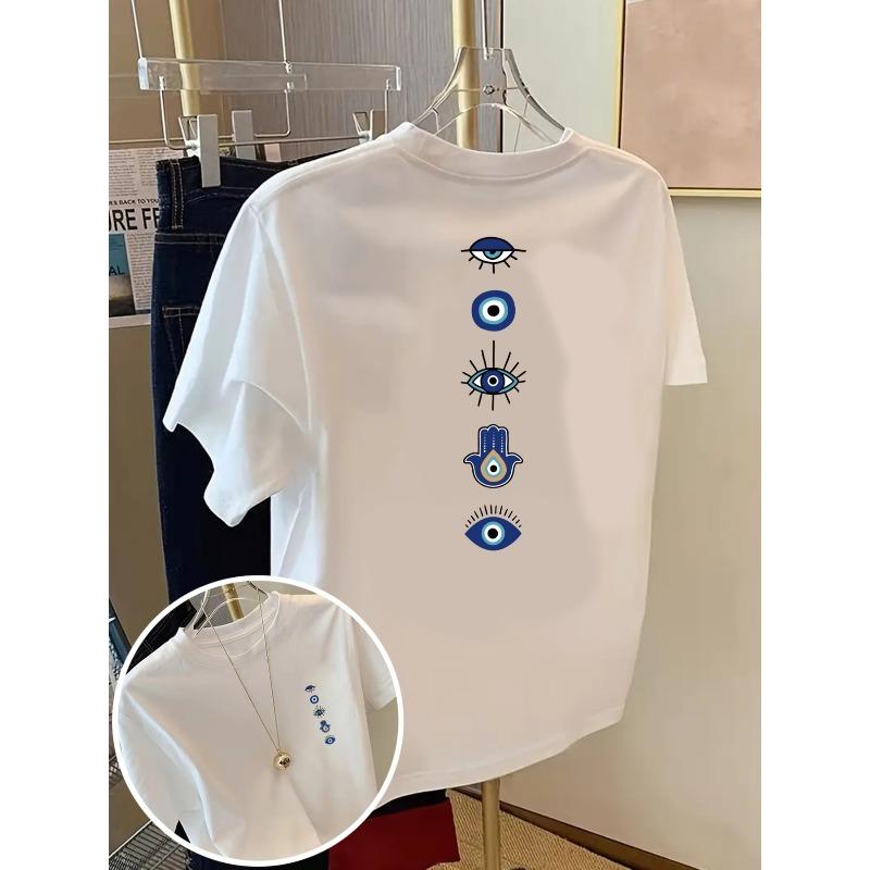 Evil Eye Hamsa Hand Prints Cotton TShirts Summer Womens ONeck Oversized T Shirts Basic Short Sleeve Tops Casual Womens Clothes S
Evil Eye Hamsa Hand Prints Cotton TShirts Summer Womens ONeck Oversized T Shirts Basic Short Sleeve Tops Casual Womens Clothes S