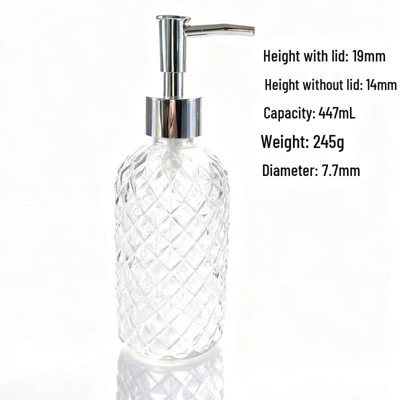 447ml Transparent Rhombus Sphere Glass Soap Dispenser – Press-Type Refillable Hand Sanitizer Bottle
447ml Transparent Rhombus Sphere Glass Soap Dispenser – Press-Type Refillable Hand Sanitizer Bottle