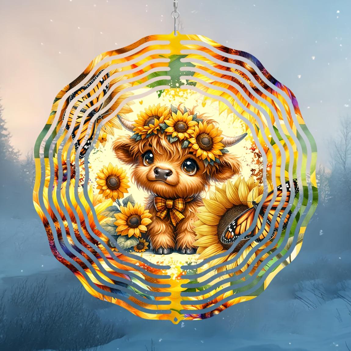 10-inch Sunflower & Highland Cow Wind Spinner - 3D Laser-Cut Metal Art with 360° Rotating Hook, Elegant Geometric Patterns for Garden/Patio Decor 01A
10-inch Sunflower & Highland Cow Wind Spinner - 3D Laser-Cut Metal Art with 360° Rotating Hook, Elegant Geometric Patterns for Garden/Patio Decor 01A