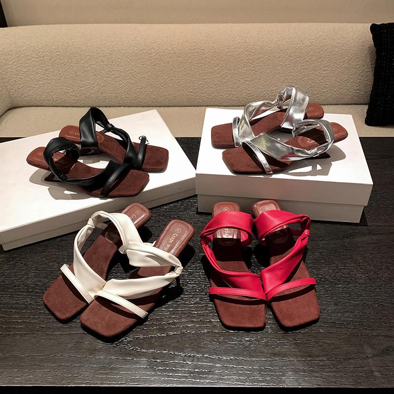 , temperament square head with open-toed thick heel slope heel cool slippers for women s summer wear 39
, temperament square head with open-toed thick heel slope heel cool slippers for women s summer wear 39