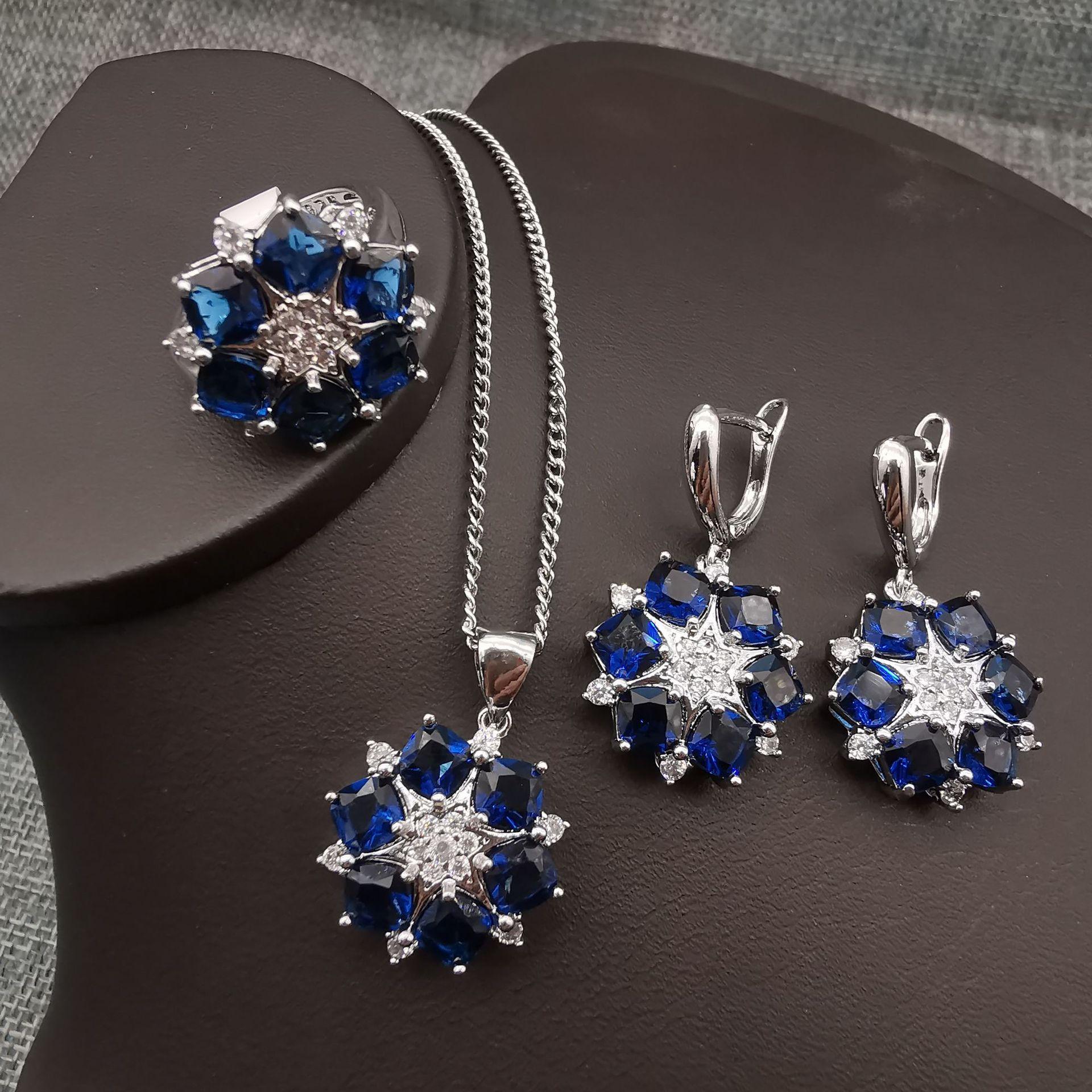 Explosions Fashion Jewelry Crystal Square Zircon Necklace Earrings Ring Set of Three Size 10
Explosions Fashion Jewelry Crystal Square Zircon Necklace Earrings Ring Set of Three Size 10