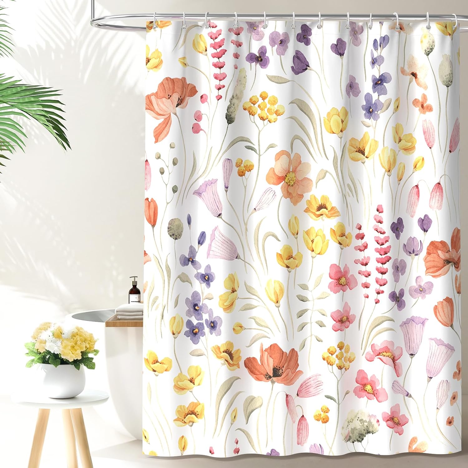 Watercolor Floral Shower Curtain, Pink Orange Wildflower Print, Waterproof & Machine Washable With Hooks W120xH180cm
Watercolor Floral Shower Curtain, Pink Orange Wildflower Print, Waterproof & Machine Washable With Hooks W120xH180cm