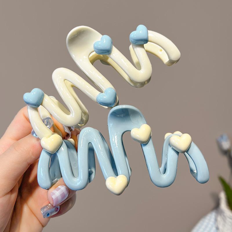 New Colorful Heart Wave Hair Claw Clip For Women Korean Sweet Acrylic Large Shark Clip Ponytail Headwear Hair Accessories
New Colorful Heart Wave Hair Claw Clip For Women Korean Sweet Acrylic Large Shark Clip Ponytail Headwear Hair Accessories