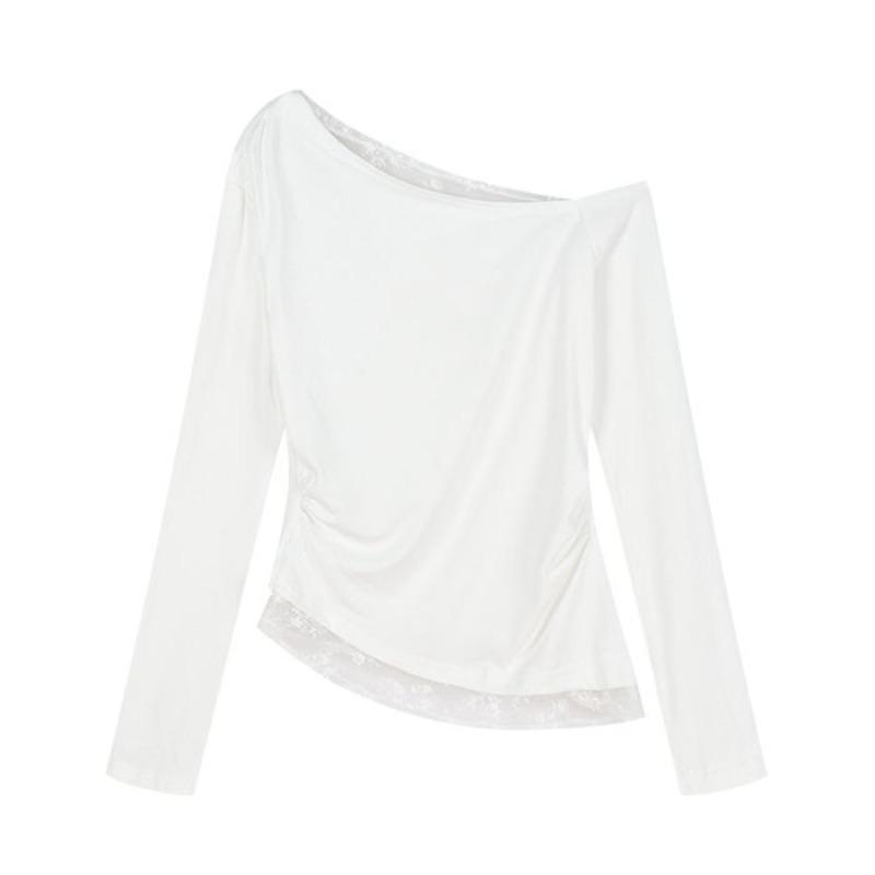 Sweet Slanted Shoulder Lace Splicing Long-sleeved Shirt Women s Early Autumn New Off-the-shoulder Slim-fitting and Thin Inner Top Tide XL білий
Sweet Slanted Shoulder Lace Splicing Long-sleeved Shirt Women s Early Autumn New Off-the-shoulder Slim-fitting and Thin Inner Top Tide XL білий