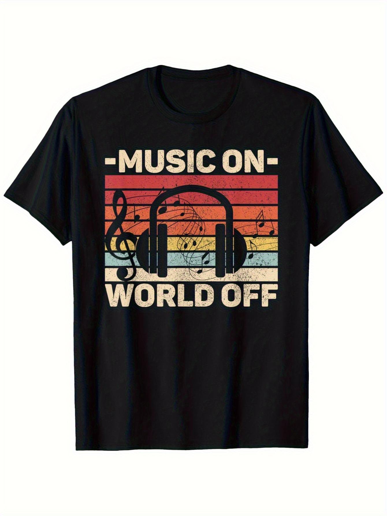 Music On World Off Graphic T-shirt - Retro Headphones & Musical Notes Design - Black with Beige to Red Stripe - Heavyweight 100% Cotton Tee for DJs XXXL
Music On World Off Graphic T-shirt - Retro Headphones & Musical Notes Design - Black with Beige to Red Stripe - Heavyweight 100% Cotton Tee for DJs XXXL
