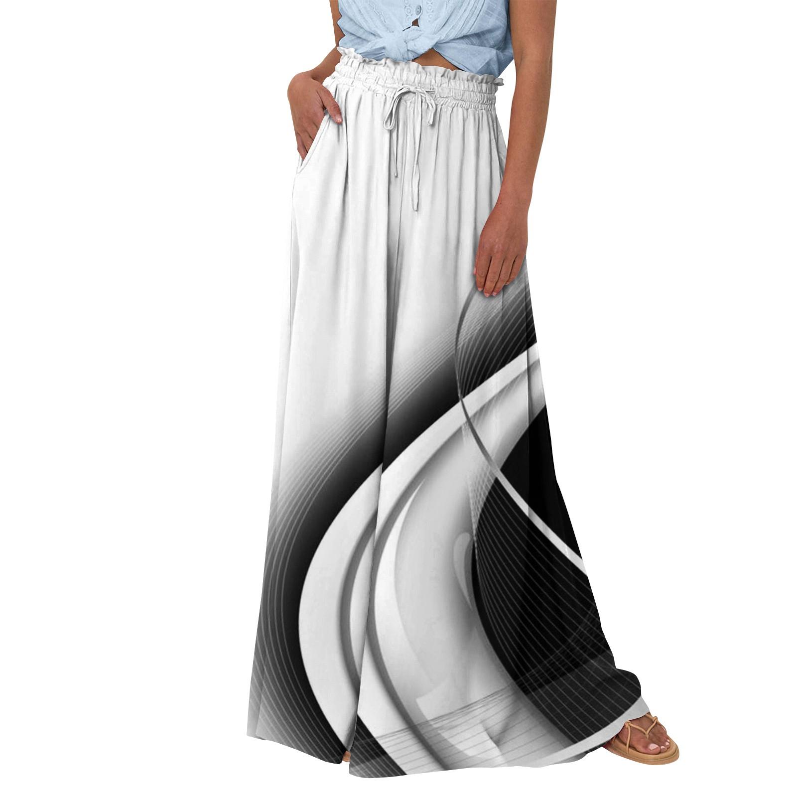 Женские широкие брюки с высокой талией, летние повседневные струящиеся брюки-палаццо, пляжные брюки с цветочным принтом и карманом XL
Женские широкие брюки с высокой талией, летние повседневные струящиеся брюки-палаццо, пляжные брюки с цветочным принтом и карманом XL