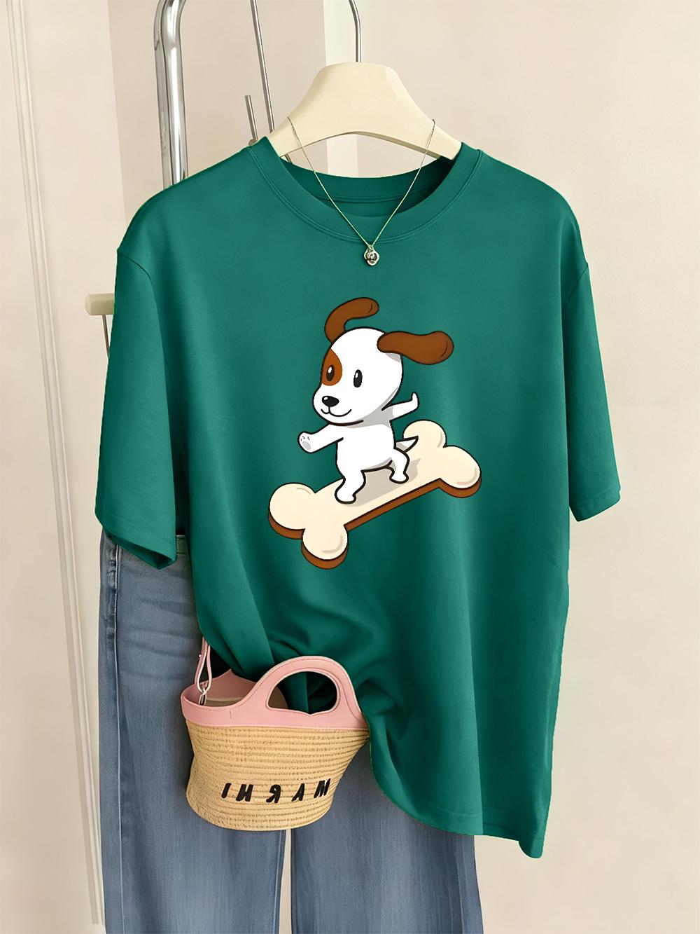 Cartoons Puppy Printing TShirts Womens Basics Loose Short Sleeve Tops ONeck Comfortable T Shirt Summer Soft Womans Clothes 4XL
Cartoons Puppy Printing TShirts Womens Basics Loose Short Sleeve Tops ONeck Comfortable T Shirt Summer Soft Womans Clothes 4XL