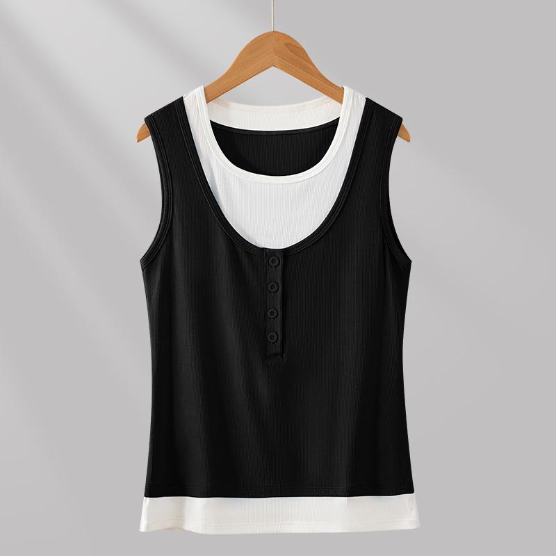 Plus Size Color Block Two-Piece Vest: Women s Slim-Fit Ribbed Sleeveless Summer Top L (53-60kg) чёрный
Plus Size Color Block Two-Piece Vest: Women s Slim-Fit Ribbed Sleeveless Summer Top L (53-60kg) чёрный