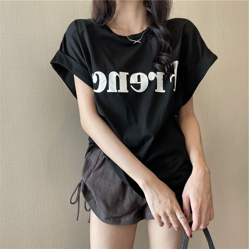 Womens Summer T-shirt Short Sleeves Polyester Casual Loose Tees Shirt Letter Print Tops Girls Outdoor Streetwear M чёрный
Womens Summer T-shirt Short Sleeves Polyester Casual Loose Tees Shirt Letter Print Tops Girls Outdoor Streetwear M чёрный