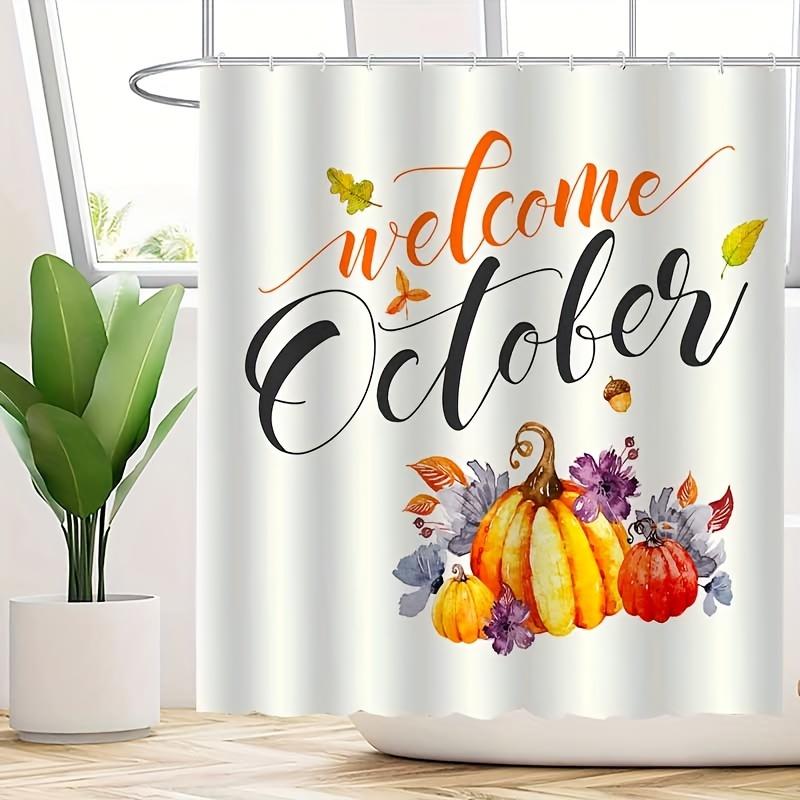Welcome October Shower Curtain, Autumn Pumpkin Leaves, Water-Resistant Knit Fabric, Machine Washable, Holiday Decor W60H190(CM)-1 Pcs
Welcome October Shower Curtain, Autumn Pumpkin Leaves, Water-Resistant Knit Fabric, Machine Washable, Holiday Decor W60H190(CM)-1 Pcs