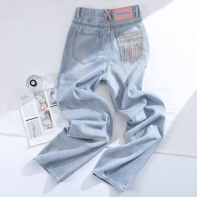 Light Blue High-Waist Color-Block Jeans, Loose Straight Wide-Leg, Petite-Fit, Floor-Length - Women s Spring/Autumn Style Extra Large
Light Blue High-Waist Color-Block Jeans, Loose Straight Wide-Leg, Petite-Fit, Floor-Length - Women s Spring/Autumn Style Extra Large