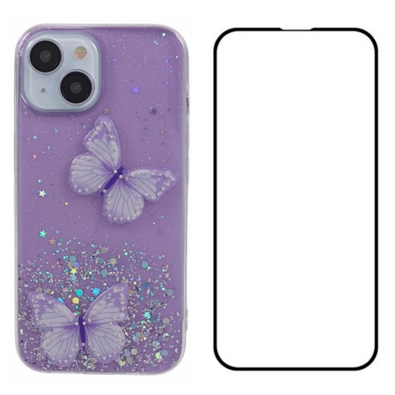 For iPhone 14 Case with Screen Protector TPU Phone Cover 3D Butterfly Bling Purple
For iPhone 14 Case with Screen Protector TPU Phone Cover 3D Butterfly Bling Purple
