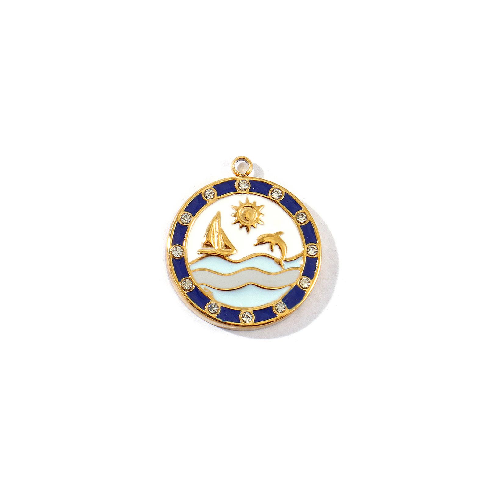 1Piece Ocean Jewelry Charms Enamel Round Disc Sailing Boat Micro Pave Clear Rhinestone 304 Stainless Steel Pendants Necklace DIY темно-синього кольору
1Piece Ocean Jewelry Charms Enamel Round Disc Sailing Boat Micro Pave Clear Rhinestone 304 Stainless Steel Pendants Necklace DIY темно-синього кольору