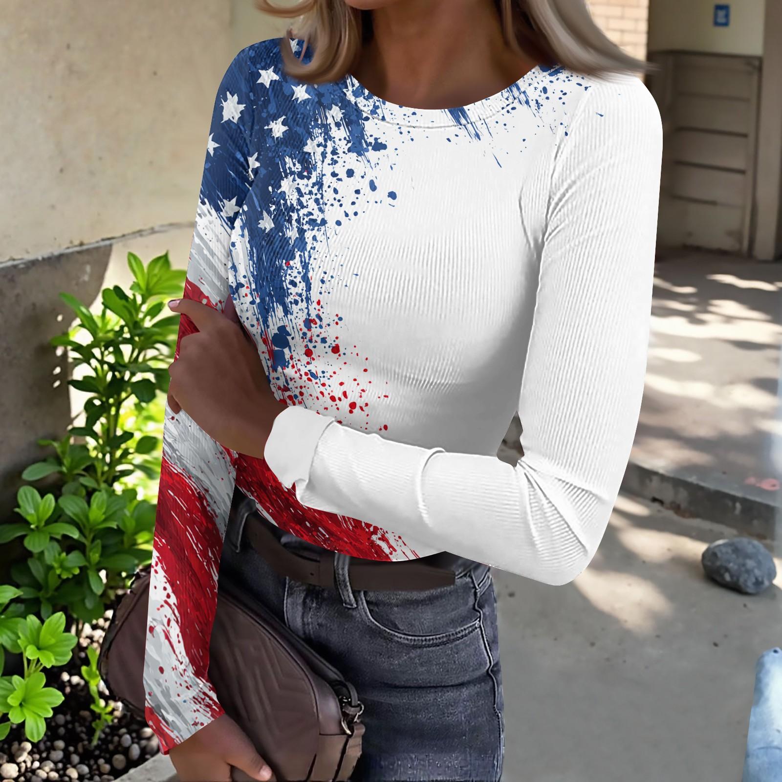 Women s Casual Fashion Round Neck Independence Day Print Long Sleeve Ribbed Top XL білий
Women s Casual Fashion Round Neck Independence Day Print Long Sleeve Ribbed Top XL білий