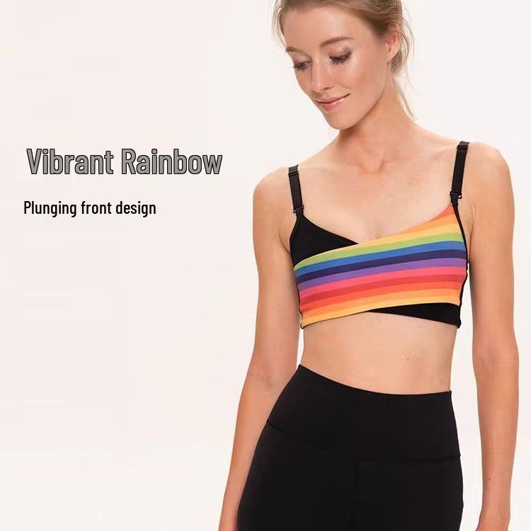 European & American Rainbow Color Block Push-up Sports Bra & Yoga Suit Set Large
European & American Rainbow Color Block Push-up Sports Bra & Yoga Suit Set Large