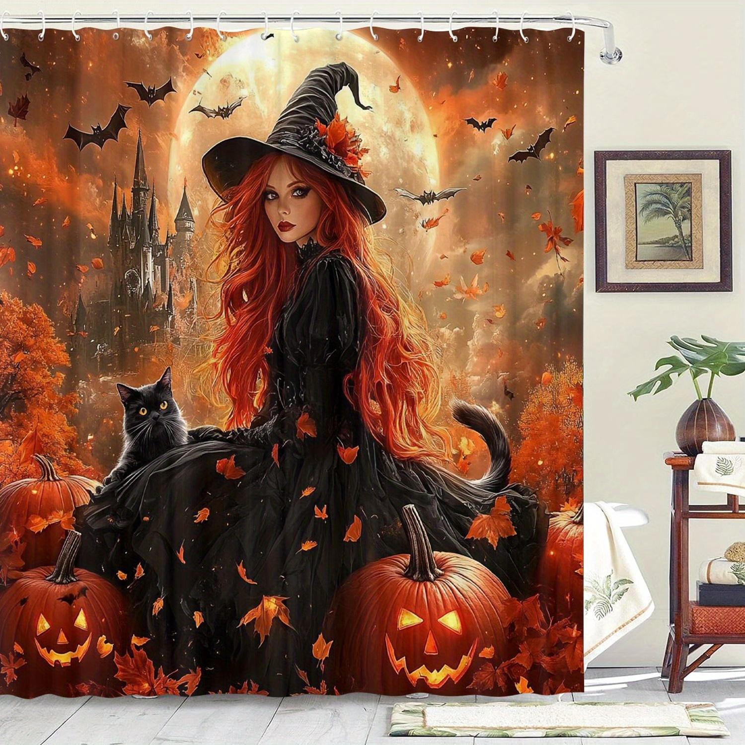 Halloween Witch Shower Curtain Pumpkin Bat Design Spooky Bathroom Decor Gothic Style Waterproof Bath Curtain W60H190(CM)-1 Pcs
Halloween Witch Shower Curtain Pumpkin Bat Design Spooky Bathroom Decor Gothic Style Waterproof Bath Curtain W60H190(CM)-1 Pcs