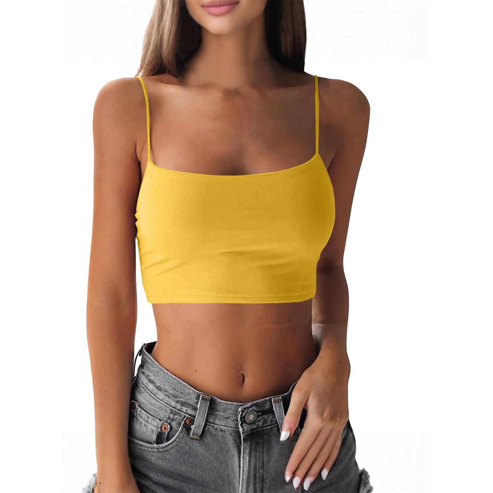 Женский модный однотонный облегающий топ-майка M жёлтый
Женский модный однотонный облегающий топ-майка M жёлтый