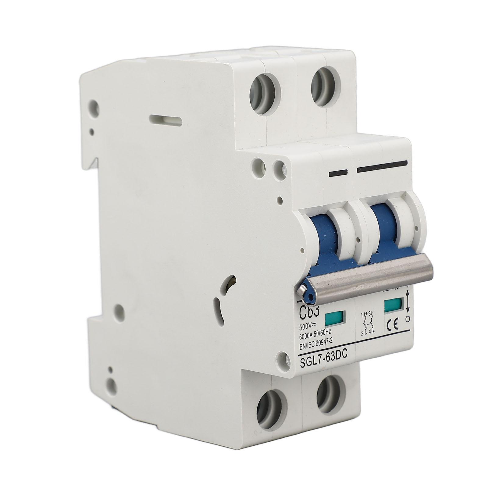 DC500V 2P Miniature DC Circuit Breaker Short Circuit Overload Protection 35mm Rail Installation PV
DC500V 2P Miniature DC Circuit Breaker Short Circuit Overload Protection 35mm Rail Installation PV