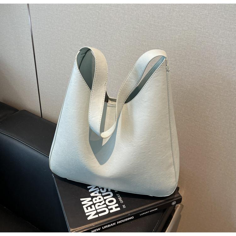 Большая вместимость 2025 года, новая простая текстура, модная портативная женская сумка, однотонная, ручная сумка через плечо для женщин синий