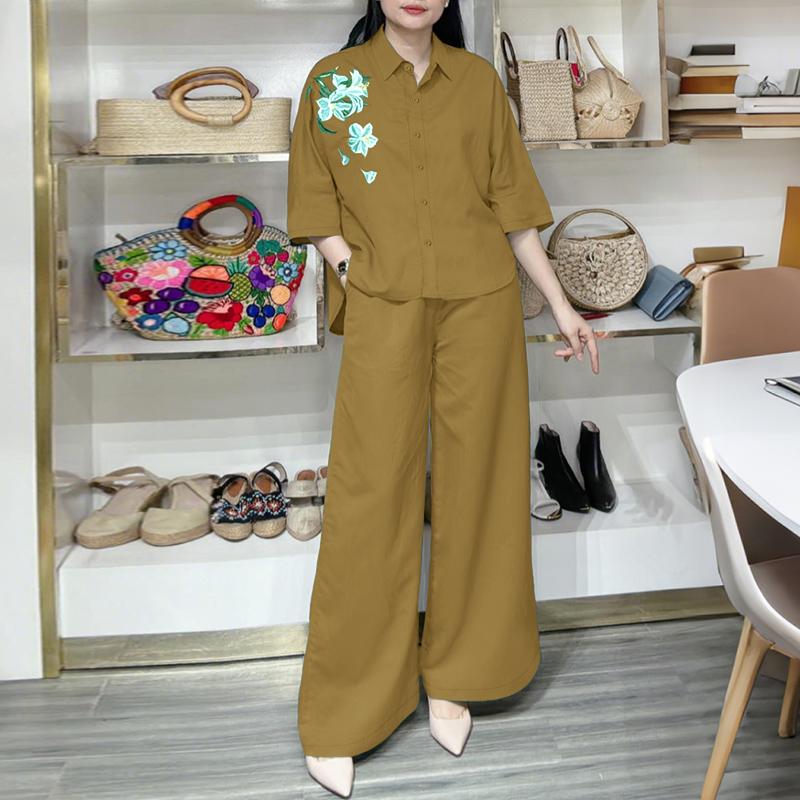 Жіноча блузка та брюки з принтом ZANZEA. Повсякденні комплекти костюмів із двох частин XL хакі
Жіноча блузка та брюки з принтом ZANZEA. Повсякденні комплекти костюмів із двох частин XL хакі