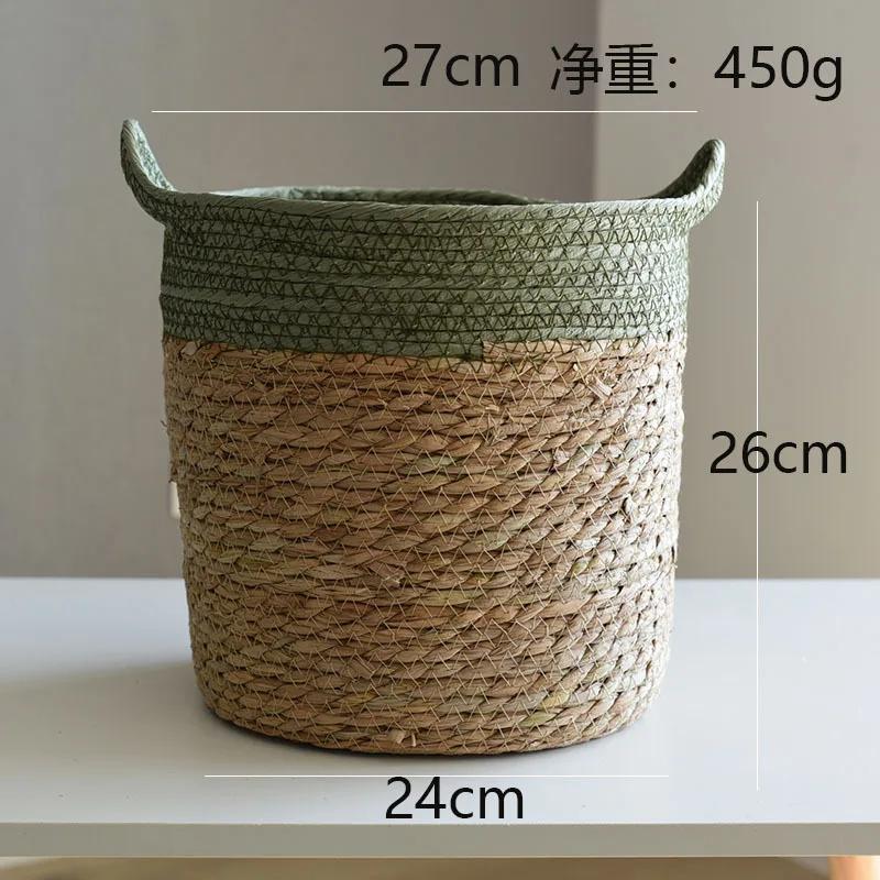 Натуральная корзина для хранения, креативная натуральная морская трава, ротанг, солома, плетеная, складная, цветочные горшки, садовый горшок, поставщик белья
