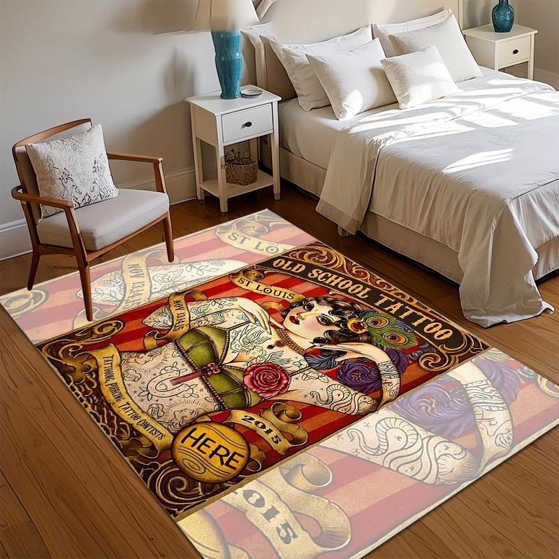 Home Carpet Old School Tattoo Entry Door Mat Non-Slip Washable Mat & Rug with Red & Gold Tattoo Poster Design for Edgy Entryways 40x60CM
Home Carpet Old School Tattoo Entry Door Mat Non-Slip Washable Mat & Rug with Red & Gold Tattoo Poster Design for Edgy Entryways 40x60CM