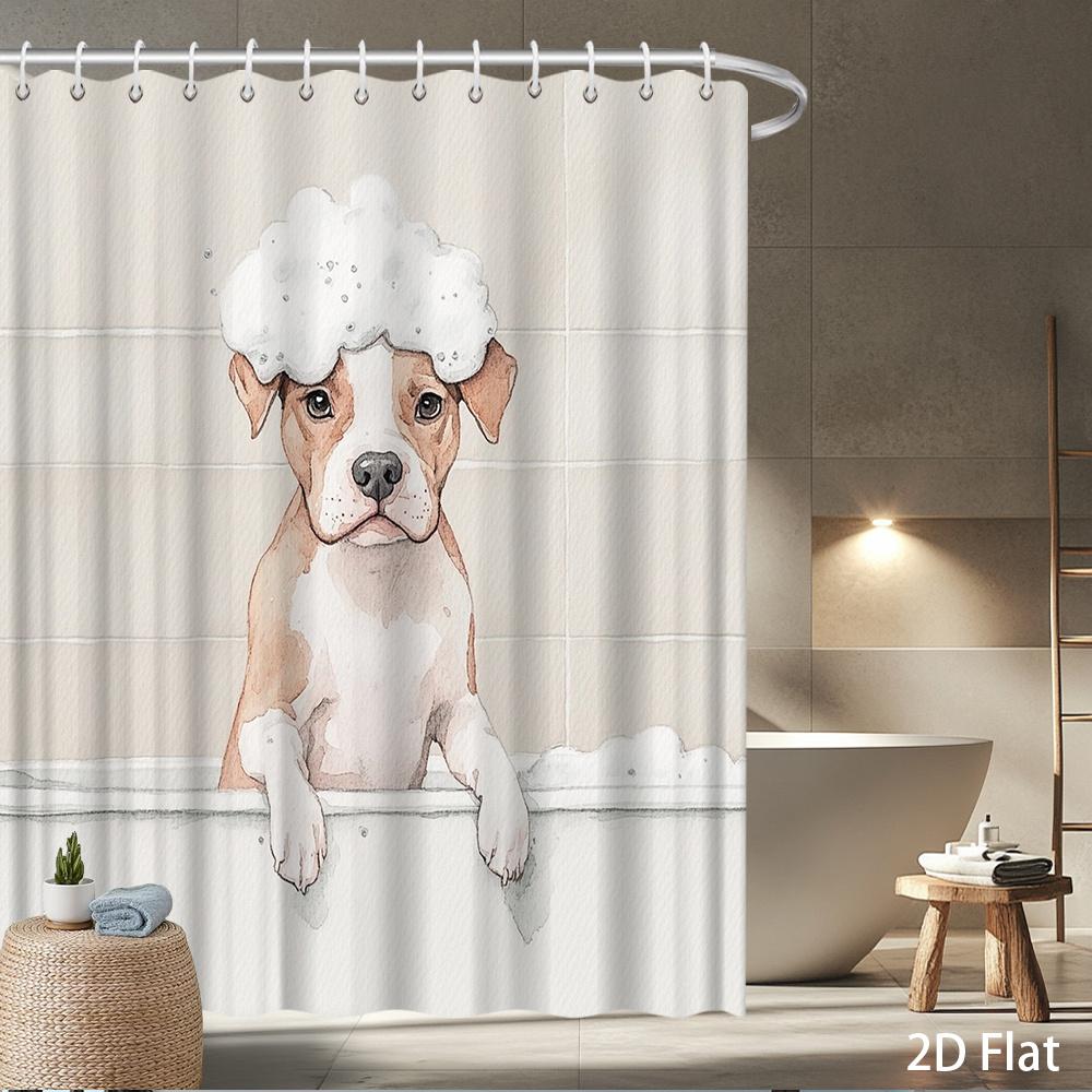 Cute Puppy Shower Curtain – Adorable Pitbull In Soap Bubbles, Cartoon Illustration On Waterproof Polyester, 12 Hooks Included W60H190(CM)-1 Pcs
Cute Puppy Shower Curtain – Adorable Pitbull In Soap Bubbles, Cartoon Illustration On Waterproof Polyester, 12 Hooks Included W60H190(CM)-1 Pcs
