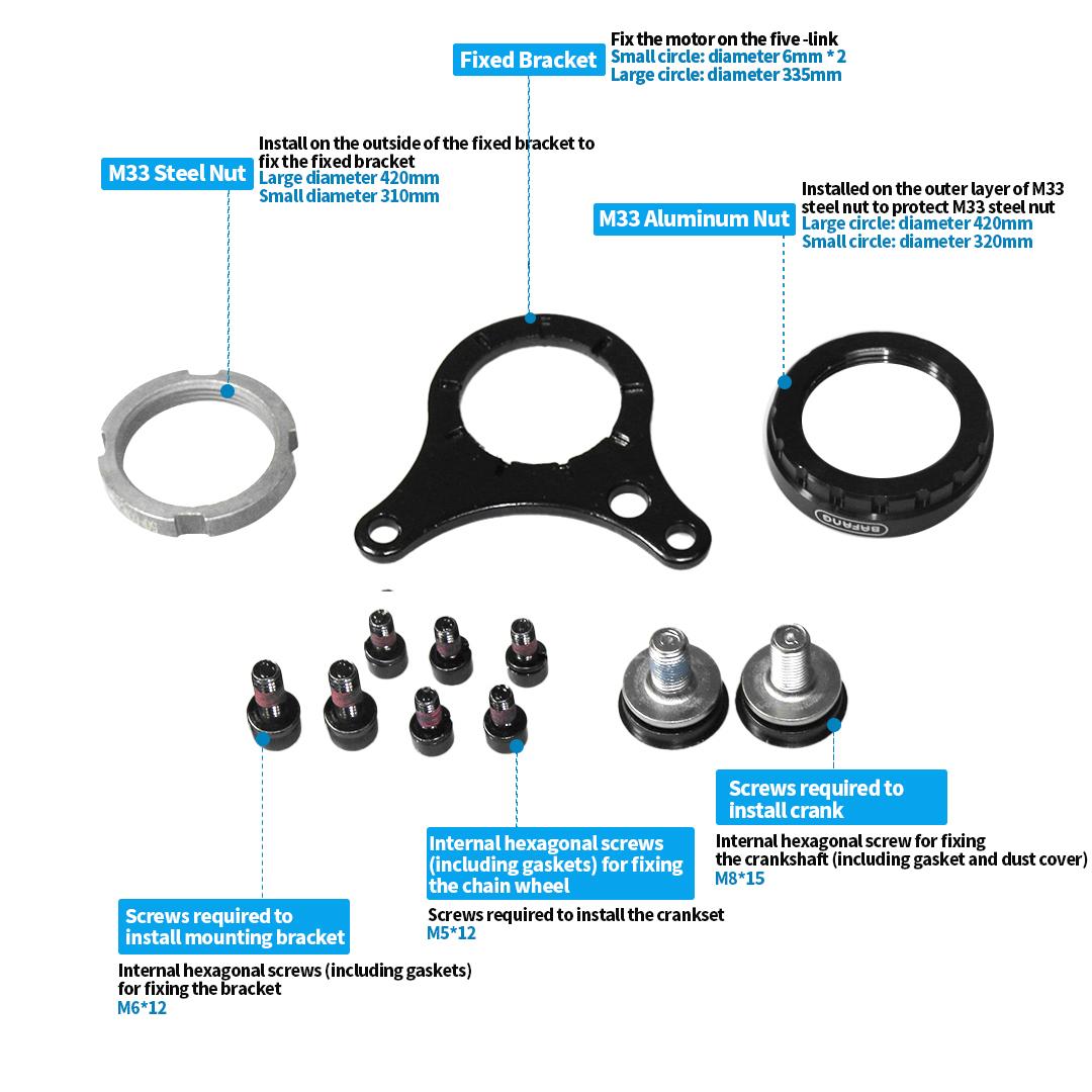 Bafang Mid Motor Kits 68MM 73MM 100MM 120MM Bracket Bottom Installation Screw Nut Gasket 8FUN BBS01B BBS02B BBSHD Accessories
Bafang Mid Motor Kits 68MM 73MM 100MM 120MM Bracket Bottom Installation Screw Nut Gasket 8FUN BBS01B BBS02B BBSHD Accessories