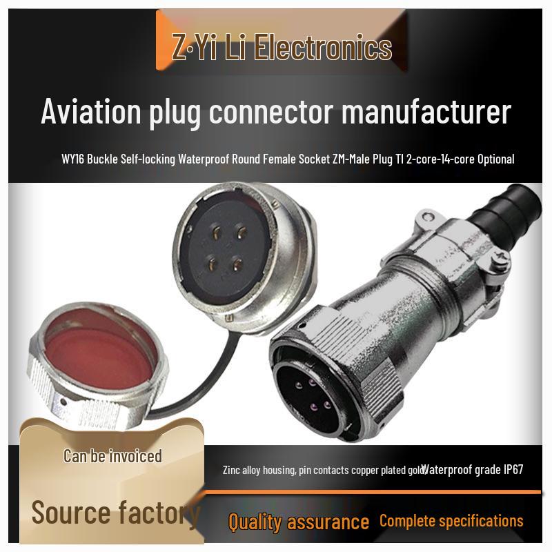Waterproof Aviation Plug WY16-234579, 10-Pin M16 Round Socket with Gold-Plated Pins, TI+ZM Compatible with Weipu Round Female Socket 4P
Waterproof Aviation Plug WY16-234579, 10-Pin M16 Round Socket with Gold-Plated Pins, TI+ZM Compatible with Weipu Round Female Socket 4P